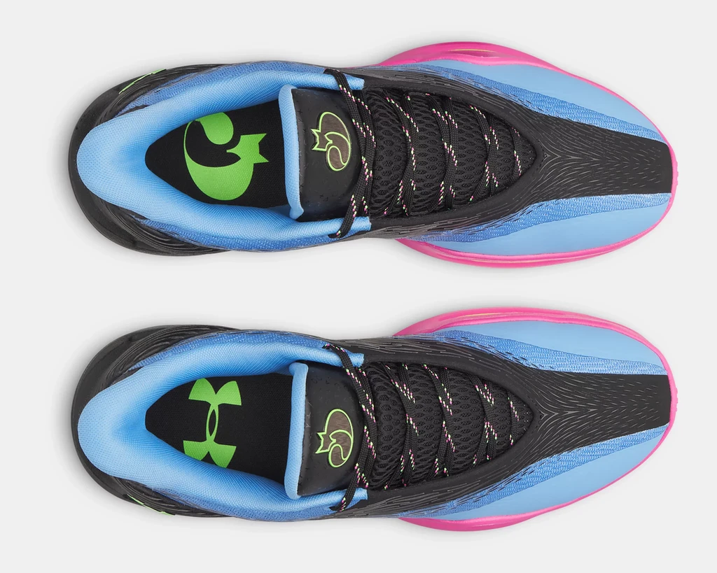 Under Armour D. Fox 3 Youth Basketball Shoe - Black / Horizon Blue / Hyper Green