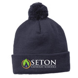 Solid Pom Pom Beanie-Seton Solid Pom Pom Beanie-Seton