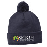 Solid Pom Pom Beanie-Seton