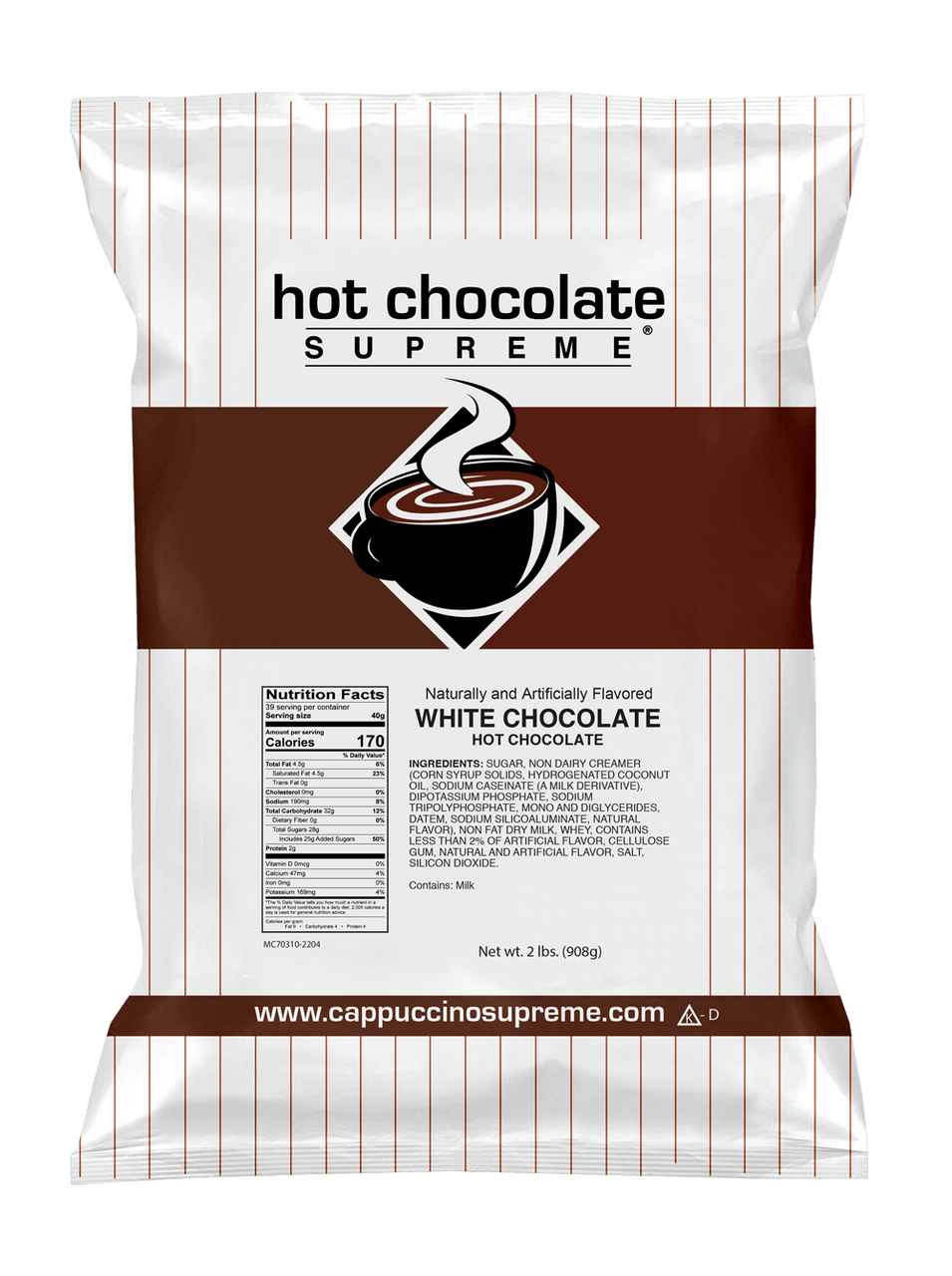 White Chocolate Instant Hot Chocolate Mix 2 Lb. Bag - Cappuccino