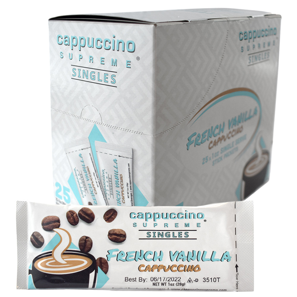 French Vanilla Single Serve Cappuccino Mix 25 x 1 Oz Sticks