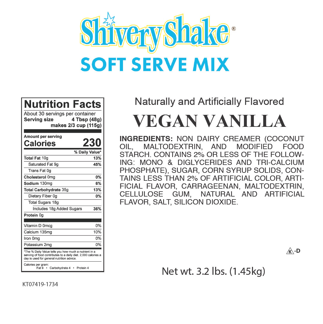 Vegan Vanilla Soft Serve Mix 3.2 Lb. Bag - Cappuccino Supreme