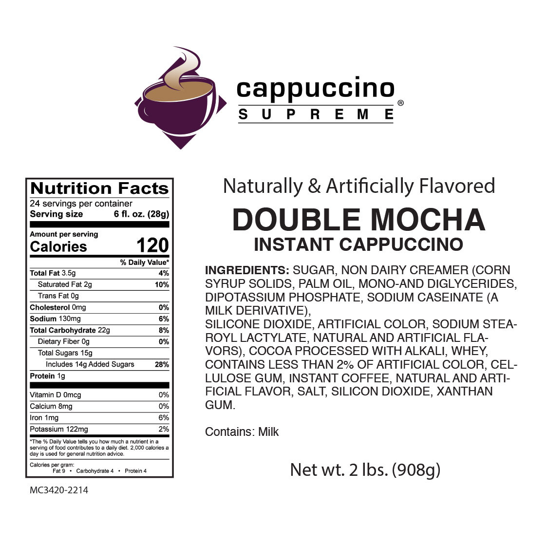 Double Mocha Instant Cappuccino Mix 6x2 Lb Case