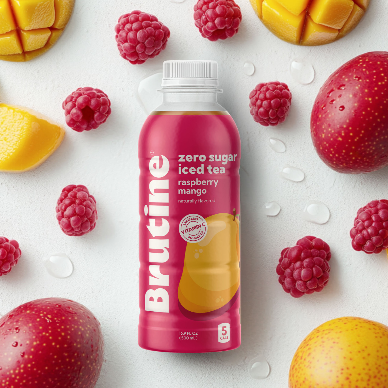 Brutine Raspberry Mango Zero Sugar Iced Tea, 12 Pack