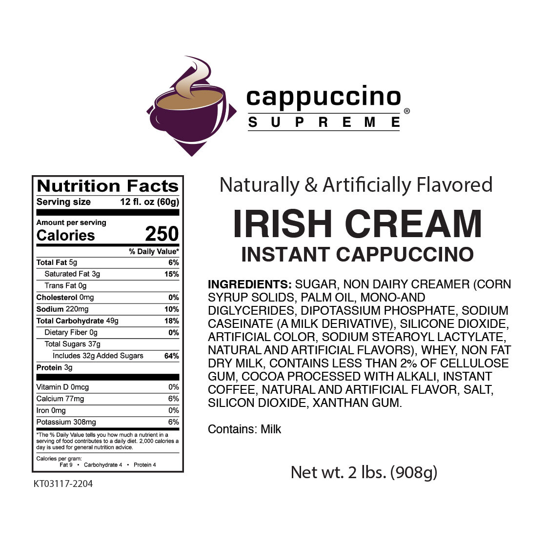 Cappuccino Supreme® Irish Cream Instant cappuccino Mix