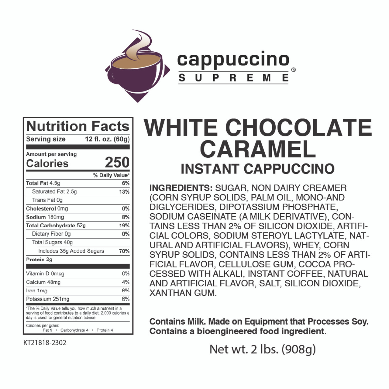Victorian Inn White Chocolate Caramel Hot Cappuccino 2 lb. Bag EACH
