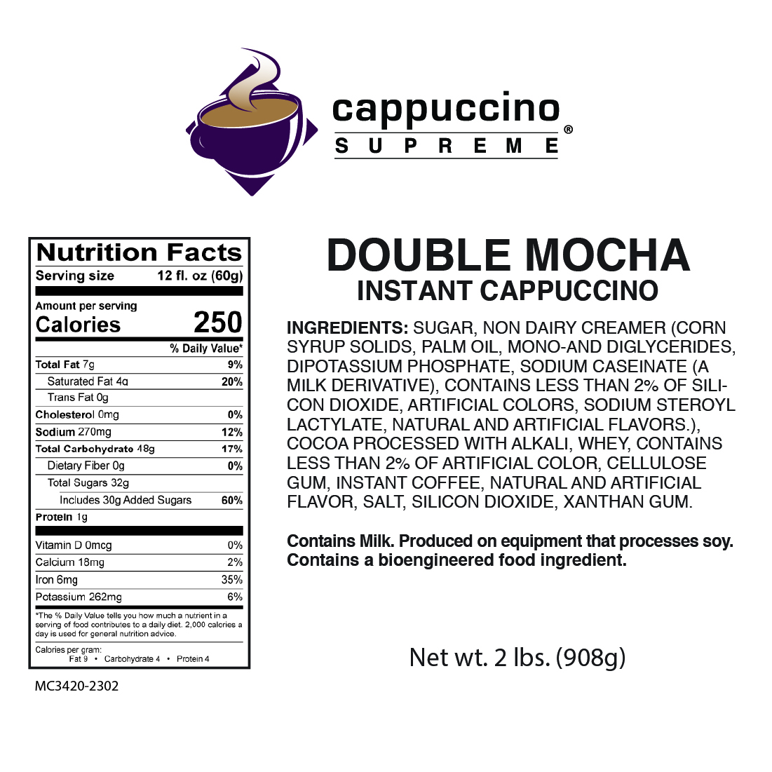 Double mocha Cappuccino Supreme nutrition and ingredients