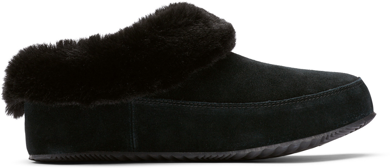 Sorel Black Suede Slippers with Cream Lining Lanner Ridge Slippers, Black, 8 | SOREL main image 2