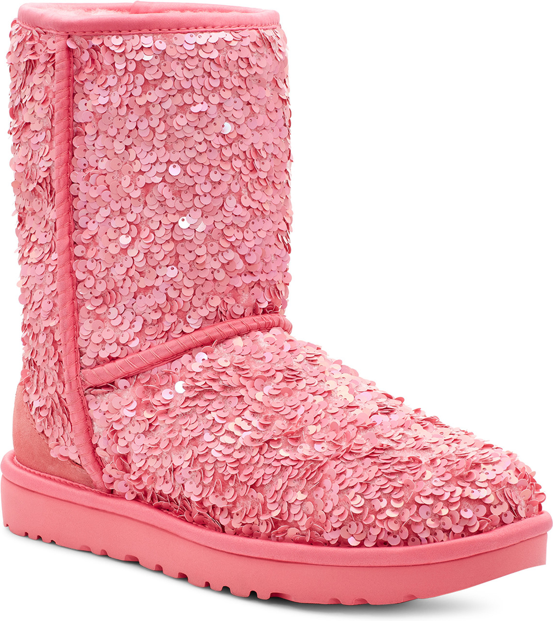 UGG CLASSIC SHORT SEQUIN PINK FASHION SPARKLE WOMEN'S BOOTS SIZE US 7/UK 5  NEW