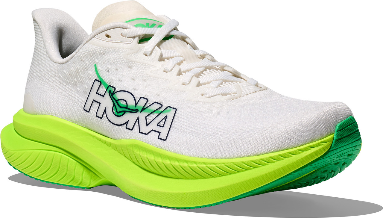 NEW HOKA men\'s mach 6 running shoes in white/neon lime Men main image 3