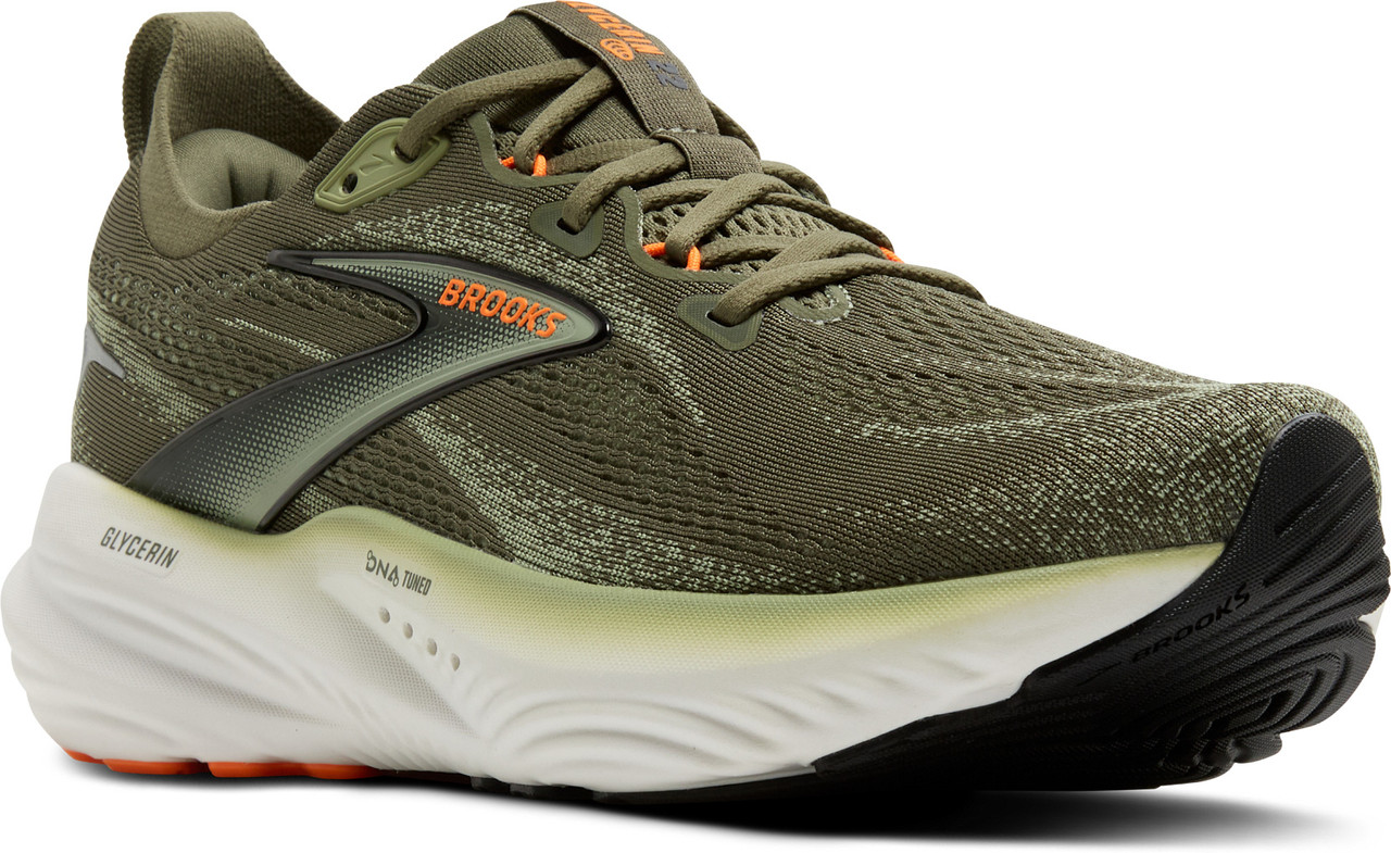 Brooks Glycerin 22 Running Shoes Olive/Tea/Orange Men\'s Size 11 Brooks Glycerin 22 Orange - Nightlife - White – Fit2Run main image 3