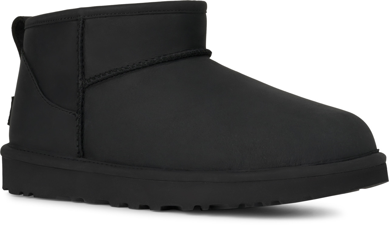 UGG Classic Black Leather Boots UGG Classic Ultra Mini Leather | Boot World main image 3