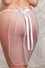 White Plus Size Bridal Thong with Short Veil