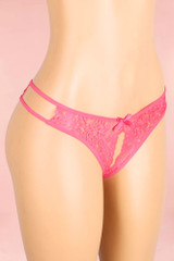 Joyce Pink Lace Crotchless Panty