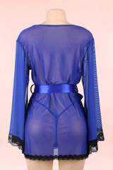 Matilda Blue Black Lace Robe
