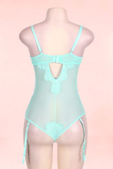 Lorelei Plus Size Mint Eyelash Lace Garter Teddy