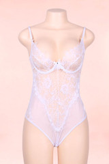 Georgia Wite Bridal Bodysuit Teddy Lingerie   actual product picture on a mannequin front view 