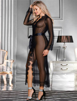 Cleo Black Sheer Lace Long Robe
