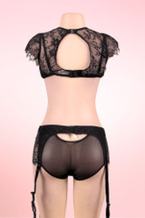 Dorian Black Floral Bralette Garter Belt Lingerie Set