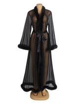 Ginger Black Retro Faux Mink Long Robe