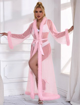 Ginger Pink Retro Faux Mink Long Robe