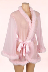 Betty Pink Faux Mink Retro Short Robe
