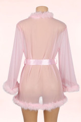Betty Pink Faux Mink Retro Short Robe