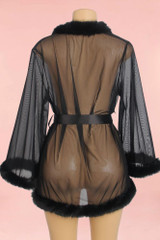 Betty Black Faux Mink Retro Short Robe