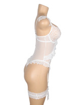 Judy White Lace Garter Teddy Bodysuit