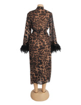 Zinnia Plus Size Leopard Print Feather Long Robe