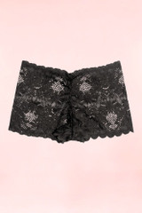 Black lace cheeky panties.