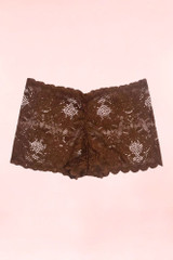 Chocolate brown  high rise cheeky panties.