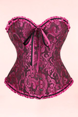 Doris Magenta Pink Jacquard Floral Brocade Corset Top