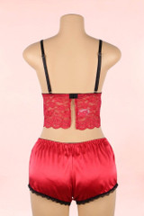 Amelia Plus Size Red Lace Satin Pajama Short Set