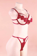 Nora Cupless Red Plus Size Lingerie Bra and Panty Set