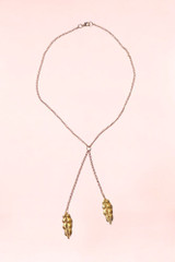 Minimalist Gold Leaf Necklace - gold tone.