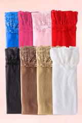 Beige Lace Top Sheer Holdups Thigh High Stockings