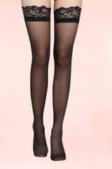 Black Lace sheer Hold ups Stockings