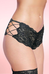 lace cheeky panty with criss cross side straps.