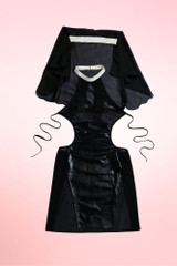 Sexy Nun Costume Black Mesh