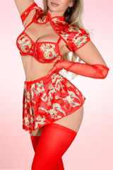 Goldie Oriental Red Lingerie Set