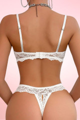 white lace bra and panty set.