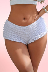 White Retro Rumba Ruffle Boyshort Panty