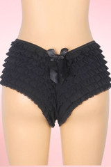 Black Retro Rumba Ruffle Plus Size Boyshort Panty
