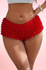 Red Retro Rumba Ruffle  Plus Size Boyshort Panty