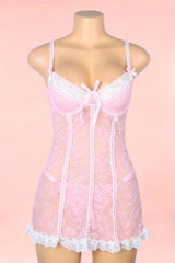 Jolene Pink Lace Babydoll Nightdress