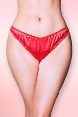Elodie Red Satin Bow Thong Panty