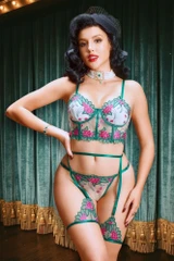 Kitty Belle Long Line Bustier garter belt set.