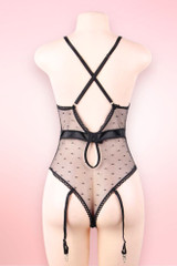 Josie Black Satin Garter Teddy Lingerie