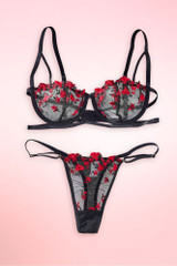 black floral lingerie set.